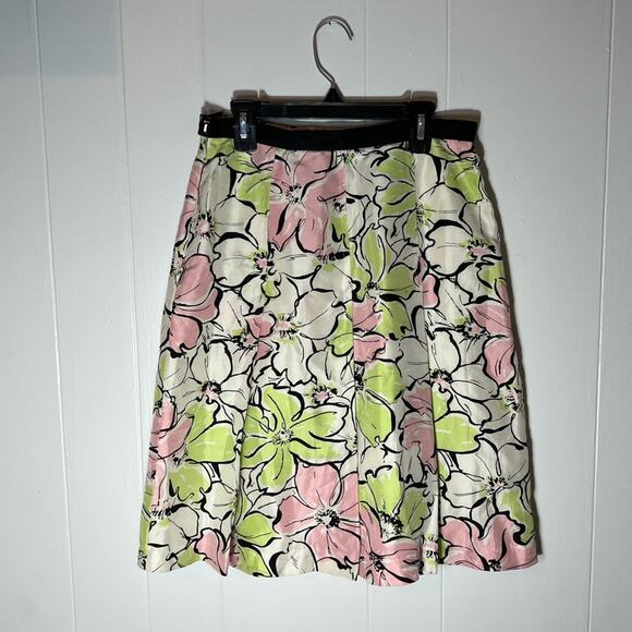 Vintage grace elements floral skirt size 4 lime green and pink knee length - Picture 1 of 7